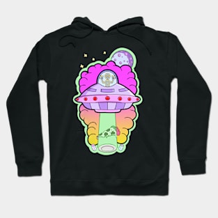 Alien abducts pizza Hoodie